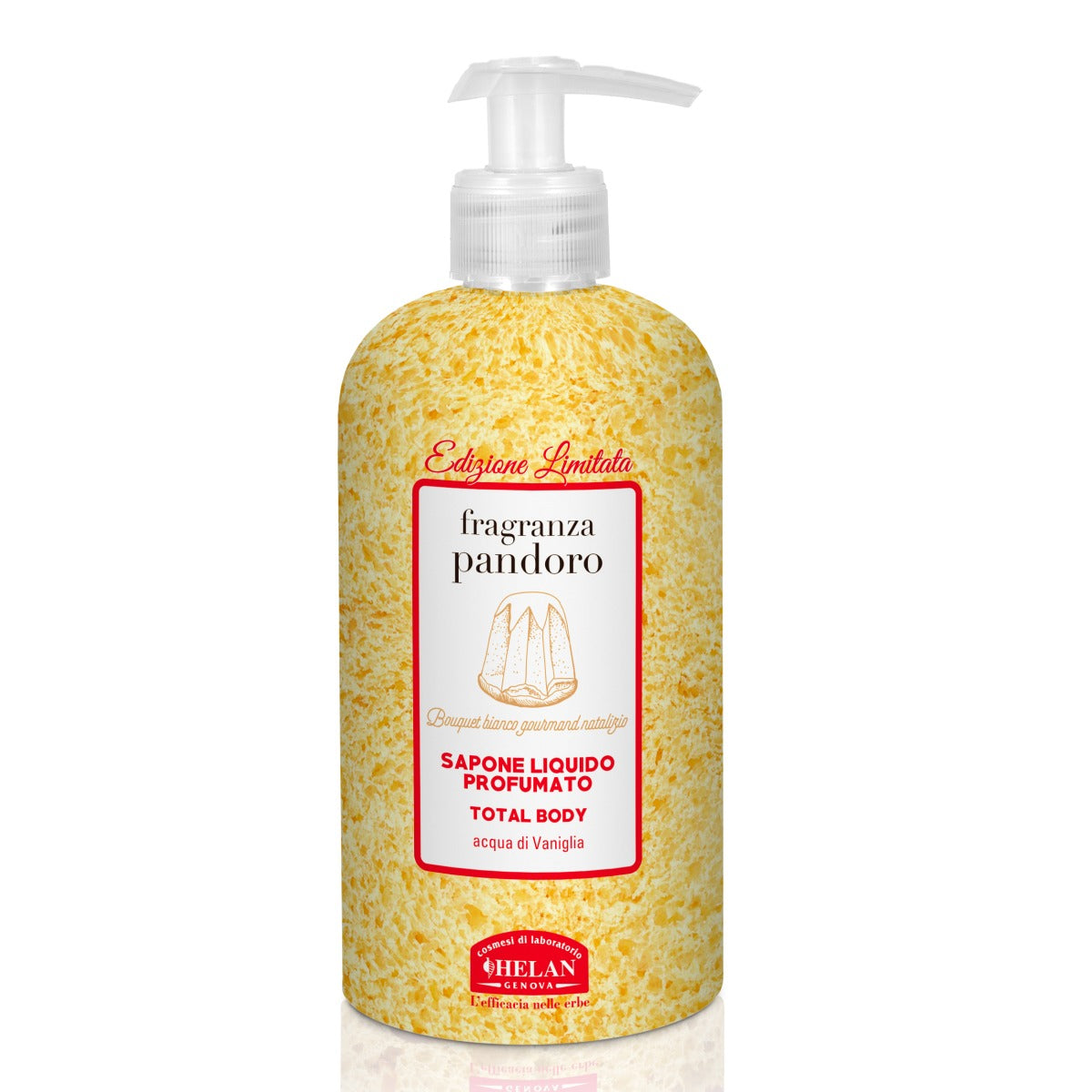 Fragranza Pandoro Sapone Liquido Profumato Total Body Helan, flacone da 500 ml