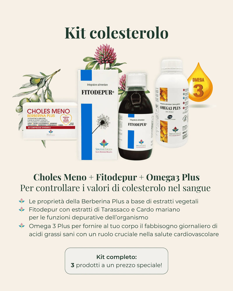 Kit Colesterolo: Cholesmeno Berberina Plus, Fitodepur e Omega 3 Plus
