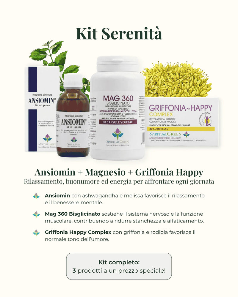 Kit Serenità – Ansiomin, Mag 360 e Griffonia