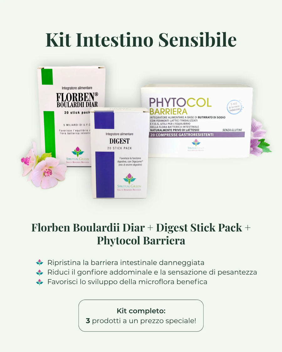 Kit Intestino Sensibile: Florben Boulardii Diar, P-Digest e Phytocol Barriera