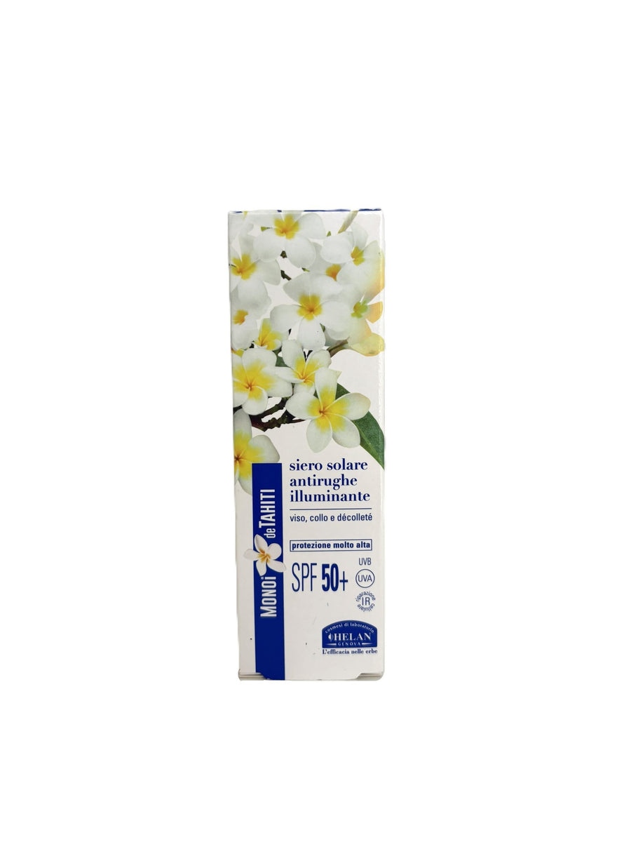 Siero Solare Antirughe Illuminante SPF 50+ Helan, confezione
