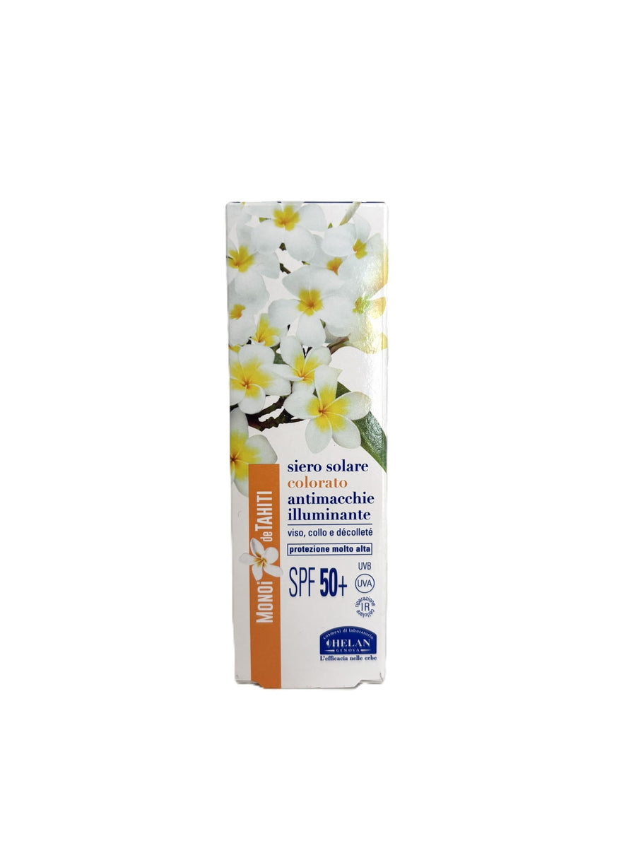 Siero Solare Colorato Antimacchie Illuminante SPF 50+ Helan, confezione